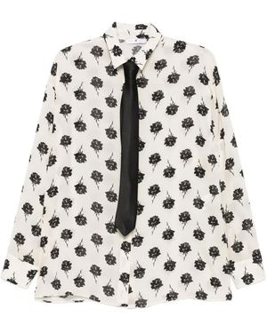 PT Torino Chemise À Détail De Fleur - Blanc