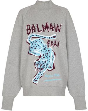 Balmain Felpa A Collo Alto - Grigio