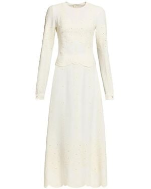 Elie Saab Robe Longue À Col Rond - White