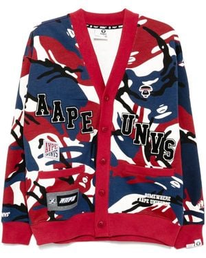 Aape By A Bathing Ape Logo Camo Cardigan - Red