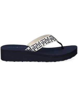 Tommy Hilfiger Tongs The Monogram À Plateforme - Blue