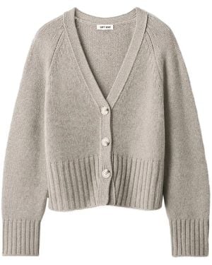 Soft Goat Button V-Neck Cashmere Cardigan - Gray