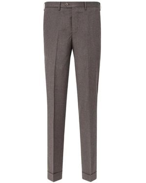 PT Torino Pressed-Crease Turned-Up Trousers - Grey