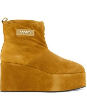 Coperni Suede Wedge Boots - Natural