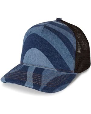 Emilio Pucci Marmo-Print Denim Trucker Cap - Blue