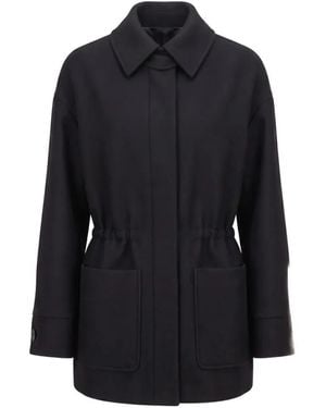Patrizia Pepe Drawstring Long-Sleeve Coat - Blue