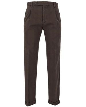 Berwich Retro Long Pleated Trousers - Grey