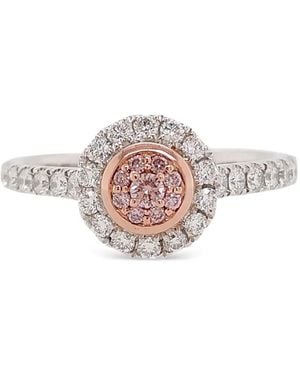 HYT Jewelry 18K Rose And Platinum Half-Pavé Diamond Ring - Pink