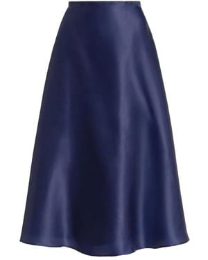Alberta Ferretti Smooth Organza Midi Skirt With High Waist - Blue