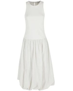LA PISCINE Sleeveless Gathered Dress - White