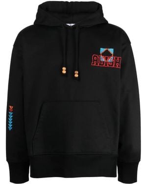 Adish Kharaz-Logo Cotton Hoodie - Black