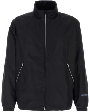 Jil Sander Logo-Print Zip-Up Jacket - Black