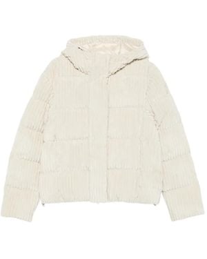 Colmar Quilted Corduroy Hooded Coat - White