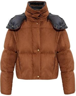 Moncler Hooded Puffer Jacket - Brown