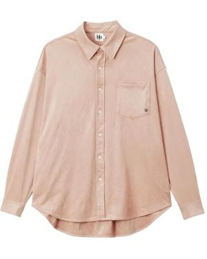 B+ AB Faux-Suede Chest-Pocket Shirt - Pink