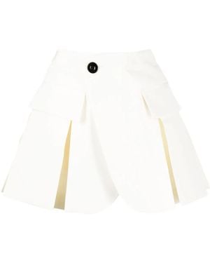 Sacai Pleated A-Line Short Shorts - White