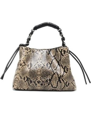 Marc Ellis Myranda Snake-Effect Braided-Handle Tote Bag - Natural