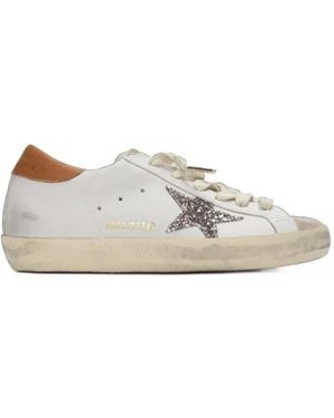 Golden Goose Super Star Glitter-Star Trainers - White
