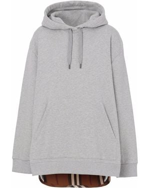 Burberry チェックパネル パーカー - グレー