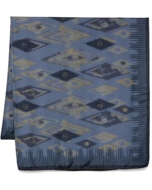 Giorgio Armani Ikat-Pattern Silk Scarf - Blue
