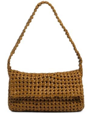 Bimba Y Lola Medium Lime Plaited Leather Shoulder Bag - Metallic