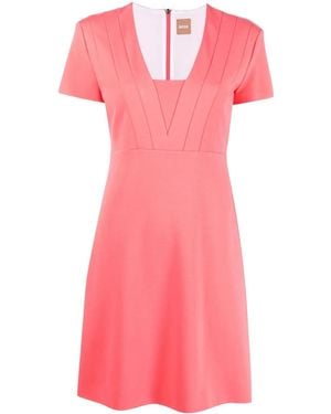 BOSS Square Neck Short Dress - Pink