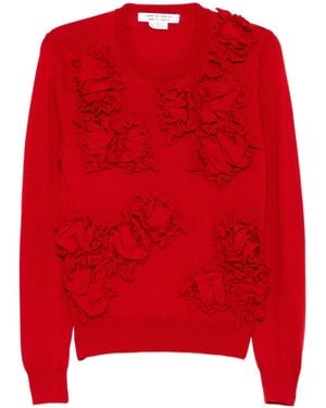 Comme des Garçons Floral Embroideried Knitted Top - Red