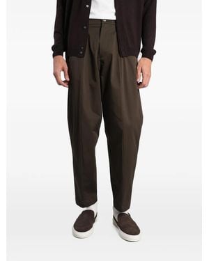 Low Brand Amemura Pleated Tapered-Leg Trousers - Black