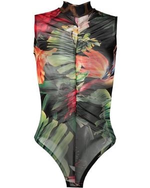 Philipp Plein Floral Sleeveless Bodysuit - Green