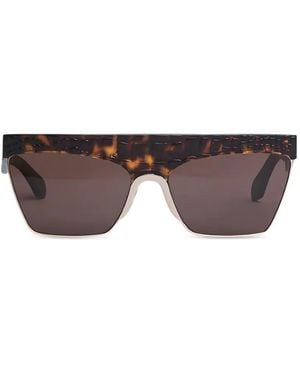 Alaïa Croc-Effect Rectangle-Frame Sunglasses - Brown
