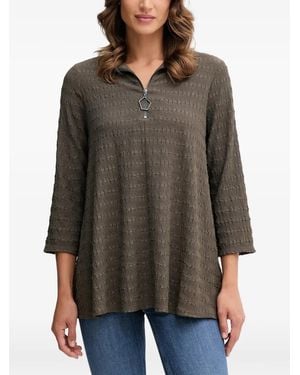 Joseph Ribkoff Zip Textured Top - Gray