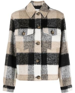 Woolrich Fringed Checked Shirt Jacket - Black