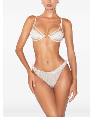 GOD SAVES QUEENS Muse Cut-Out Ruched Bikini Top - White