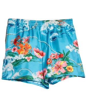 Gucci Print Silk Shorts - Blue