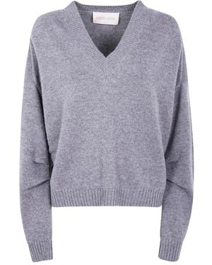 Circus Hotel V-Neck Wool Jumper - Blue