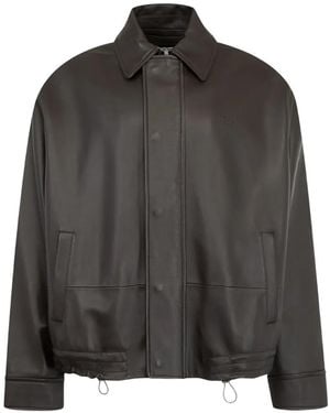 Loewe Drawstring Leather Jacket - Grey