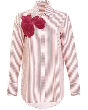 Silvia Tcherassi Premium Striped Floral Shirt - Pink