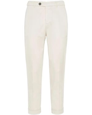 Brunello Cucinelli Stretch Cotton Slim Chinos - White