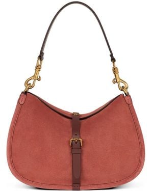Etro Medium Pony Suede Buckle Shoulder Bag - Red