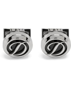 ST Dupont Logo-Engraved Lacquered Cufflinks - Black