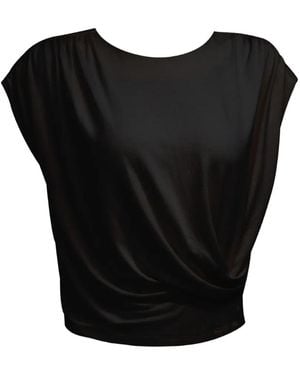 Pink Filosofy Drapiertes Matthiola T-Shirt - Schwarz