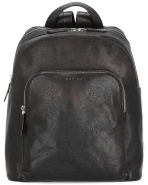 Orciani Work Lagoon Grained Leather Backpack - Black