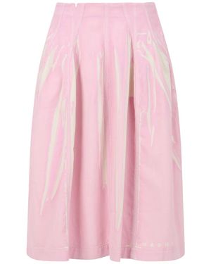 Marni Stroke-Print Midi Skirt - Pink