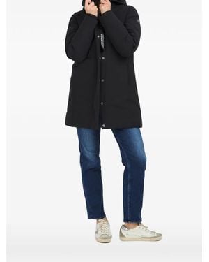 Antartica Hooded Press-Stud Jacket - Black
