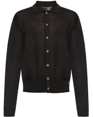 Versace Cotton And Silk Cardigan - Black