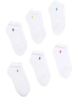 Polo Ralph Lauren Embroidered Logo-Print Socks Set Of 6 - White