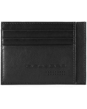 Piquadro Logo-Debossed Card Holder - Black