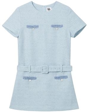 B+ AB Distressed-Detail Mini Dress - Blue