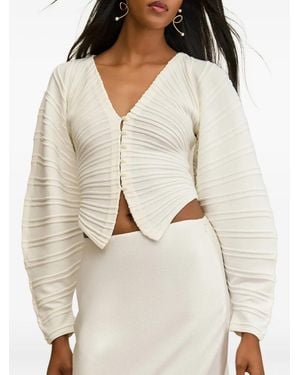 Cult Gaia Blair Pleated Button Cardigan - Natural