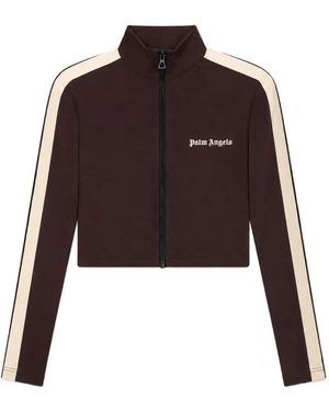 Palm Angels Side-Stripe Zip-Up Sweatshirt - Purple
